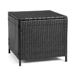 [Replace old code: 87829965] Outdoor PE Wicker Side Table with Storage, Patio Rattan End Table Square Container for Furniture Covers, Toys and Gardening Tools, Black - Image 4