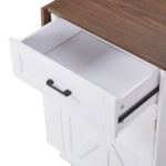 39.3" Farmhouse Kitchen Island with Drop Leaf, Kitchen Storage Island with Open Side Rack, One Drawer, Towel Rack, Rolling Kitchen Cart with Lockable Wheels for Lawn Garden, White - Image 18