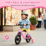 Toddler Balance Bike for 2-5 Years - Adjustable Height, 6.3LBS Lightweight & 11" Foam Tires-Pink - Image 3