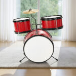 14"x10" 3-Pieces Junior Kids Drum Set Kit Pedal Drum Stick Wrench Drum Stool Red - Image 12