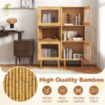 Natural Bamboo 3-Cube Storage Cabinet, Acrylic See-Through Doors & Open Compartment - Image 7