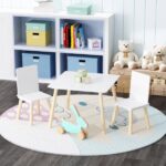 Kids Table and 2 Chairs Set, 3 Pieces Toddler Table and Chair Set, Wooden Activity Play Table Set (White) - Image 12