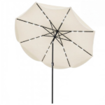 10 Ft Solar Powered Patio Umbrella with 24 LED Lights, Beige Outdoor Market Umbrella - Image 3