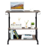 Grey Oak P2 15MM Particle Board with Melamine Coating Adjustable Computer Desk with 3 USB + 2 AC Outlets - Image 8