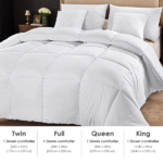 100% polyester brushed single quilt with microfiber filling, suitable for all seasons, breathable and warm down alternative, white plaid, OKO-100 certified, CPC children's certified, shipped via Amazo - Image 3