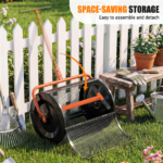 27"×16" Lawn Fertilizer Spreader with Diamond Mesh Clump-Free Garden Compost Spreader - Orange - Image 11