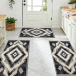 Three-piece kitchen rug set, non-slip and washable, abstract pattern kitchen hallway rug, soft and comfortable, suitable for sinks, floors, entrances, hallways and bathrooms. - Image 9