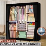 5-Layer 12-Compartment Non-woven Fabric Wardrobe Portable Closet Navy (133x46x170cm) - Image 15