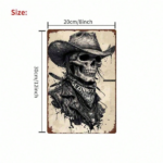 CIFbuy Vintage Skull Cowboy Tin Sign, Rustproof UV Resistant" Metal Wall Art, Retro European American Farmhouse Decor, American Farmhouse Decor, Durable 2D Flat U UV RikTok, UV RikTok, t Self-pickup Logiopics - Image 3