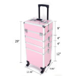 4 in 1 Aluminum Cosmetic Makeup Case Tattoo Box Pink - Image 13