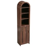 1-Door 1-Drawer 4-Tier Bathroom Vanity Grille-Finished MDF Melamine-Faced Bathroom Cabinet Arched Top 15.75*11.81*66.93in Walnut - Image 2