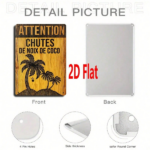 CIFbuy 1pc Rustic Palm Tree & Coconut Hut Iron Metal" Metal Sign, ATTENTION CHUTES DE NOIX DE COCO French Text Tropical Wall Decor, Text Tropical Wall Decor, 2D Flat Un Hut Iron MetalikTok, Hut Iron MetalikTok, t Self-pickup Logiopics - Image 5