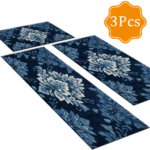 Three-piece kitchen rug set, non-slip and washable, abstract pattern kitchen hallway rug, soft and comfortable, suitable for sinks, floors, entrances, hallways and bathrooms. - Image 2
