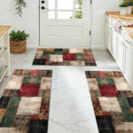 Three-piece kitchen rug set, non-slip and washable, abstract pattern kitchen hallway rug, soft and comfortable, suitable for sinks, floors, entrances, hallways and bathrooms. - Image 9