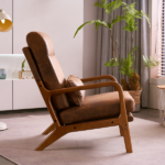 Same Code 28822889 High Back Solid Wood Armrest Backrest Iron Frame Bronzing Cloth Indoor Leisure Chair Orange - Image 22