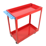Tool Cart on Wheels, Heavy Duty Steel Utility Cart w/Lockable Wheels, 400 LBS Capacity Industrial Service Cart for Garage, Warehouse, Workshop (Two-layer Bright Red) - Image 14