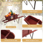 2 In 1 Wheelbarrow Planter Wooden Wagon Planter with 9 Magnetic Accessories for Garden Yard - Image 7