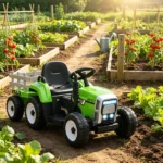 12V Green Toddler Electric Ride-On Tractor – 25W Dual Drive Motors, with Hauling Trailer, Parental Remote, Built-in Music Player, Ignition Startup Sound, Horn & Bright LED Lights - Image 8