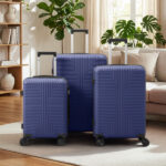 PP Trolley Case 20in 24in 28in 3PCS Suitcase Set Navy Blue - Image 2