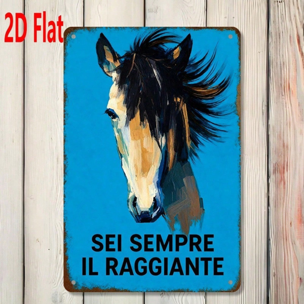 CIFbuy Vintage Galloping Horse Metal Sign, SEI SEMPRE IL" RAGGIANTE Italian Phrase Waterproof Rustproof Wall Art, Waterproof Rustproof Wall Art, 7.87*11.81 Inch Retro SEMPRikTok, SEMPRikTok, t Self-pickup Logiopics