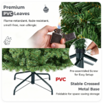 6 FT Pre-Lit Artificial Christmas Tree with 350 Dual Color LED Lights, 845 Branch Tips Hinged PVC Xmas Tree with Remote Timer 9 Lighting Modes Foldable Metal Stand for Indoor Holiday Decor - Image 3