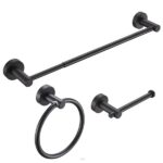 Bathroom Hardware Set, Thicken Space Aluminum 3 PCS Towel bar Set- Matte Black 16-27 Inches Adjustable Bathroom Accessories Set [Unable ship on weekends, TK/TEMU only for pickup, only TX10643 warehouse supports GOFO]