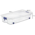 (2 pack)66 Quart Latching Underbed Wheeled Storage Bin, Clear Plastic Storage Container with Latch Lid, Blue (Shipment from Walmart) - Image 2
