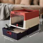 Simple drawer style red cat litter box, humanized design, does not occupy household storage space - Image 4