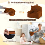 Bear-Shaped Kids Sofa, Teddy Fleece Foam Chair for Toddlers 3+, Portable Bear-Shaped Couch (Brown) - Image 3
