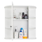 3-tier Single Door Mirror Indoor Bathroom Wall Mounted Cabinet Shelf White - Image 13
