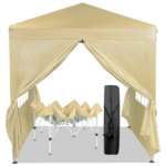 6.5X6.5FT Two Doors & Two Windows Practical Waterproof Right-Angle Folding Tent Khaki Color
