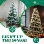 7.5 FT Artificial Snow Tipped Christmas Tree with DIY 350 Warm Lights Remote Control, Hinged Xmas Pine Tree with Silver Ribbon Ornaments for Holiday Party Office Home, Green & Snow Tipped - Image 9