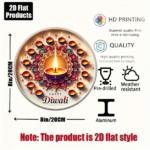 CIFbuy 1pc 8x8in 2D Flat Round Sign Vintage, "New Year Diwali" Decorative Plaque, For Living Room Holiday Celebration Religious Site Gift TikTok, TikTok, temu Self-pickup Logiftics - Image 3
