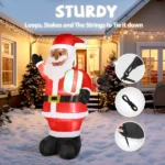 7 FT Lighted Christmas Inflatable Decoration, Inflatable Black Santa Claus Holding Gift, Funny Blow Up Yard Decorations with Built-in LED Lights for Holiday Party Front Yard Lawn Garden Decor - Image 6
