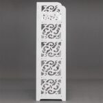 Wood-plastic Board Five Tiers Carved Shoe Rack White A - Image 5