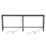 Same Code 43040790 2 Pack 39.4" Narrow Console Sofa Table with Power Outlets and USB Ports, Long Couch Table with Metal Frame and Charge Station with 4.9ft Extension Cord, Black - Image 5