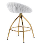 2pcs Teddy Velvet Gold-plated Iron Feet Bar Stool Weaving Style White With Swivel - Image 9