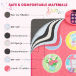 Pink Kids Dance Mat (3+ Ages), 5 Difficulty Levels & 9 Demo Songs, Non-Slip Safe Design - Image 5
