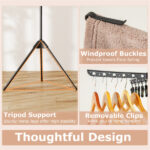 3-Tier Foldable Tripod Clothes Drying Rack with 24 Clips & 32 Rods, 70" Space Saving Laundry Dryer - Image 4