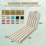 Outdoor Chaise Lounge Cushion, 72 in. x 21 in. x 3 in. Waterproof Fade-Resistant Patio Chair Pad for Pool Beach - Image 4