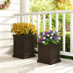 Set of 2 Stackable PP Planters with Efficient Drainage Holes, Weather-Resistant Flower Pots for Indoor Outdoor Use - Image 8