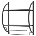 Black Rust-Proof Wall Bathroom Shelving Unit with Dual Hanging Bars, Adjustable Layout Mesh Storage Rack Easy Assembly for Shower Kitchen Organizer - Image 2