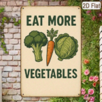 CIFbuy Retro Eat More Veggies Metal Tin Sign, 8x12 Inch 1PC 2D Flat Green Carrots Lettuce Vegetables Pattern Inspirational Farm Wall Ar TikTok, TikTok, l Ar Self-pickup Logiopics - Image 2