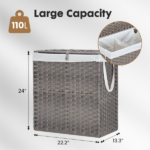 110L Laundry Hamper with Lid, Laundry Basket with Removable Liner for Bathroom Bedroom Gray (Shipment from Walmart) - Image 4