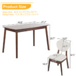 Rubber wood soft bag deep walnut dining table and chair set 1 table 4 chairs beige cushion rectangular - Image 2