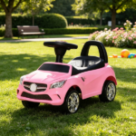 Pink Toddler Foot-to-Floor Ride-On Push Car: Kids Sliding Walking Toy with Functional Horn, Music, Headlights & Hidden Storage Space - Image 4
