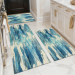 Three-piece kitchen rug set, non-slip and washable, abstract pattern kitchen hallway rug, soft and comfortable, suitable for sinks, floors, entrances, hallways and bathrooms. - Image 15