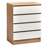 Handle-Free 4-Drawer Storage Cabinet Color-Block Drawer Dresser 23.62*14.96*30.71in Wood-Tone Cabinet Body + White Drawer Fronts - Image 3