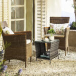 Outdoor Patio Wicker Side Table, Square End Table Bistro Coffee Table with Glass Top Storage Shelf for Porch Garden Backyard Grey SAME AS 19215985 - Image 24