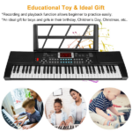 61 Key Kids Piano Toy with Adjustable Stand & Microphone - Multifunctional Electronic Keyboard with 16 Tones, 10 Rhythms, Recording & HD Screen, Educational Music Toy for Boys Girls Birthday Christmas Gift - Image 3